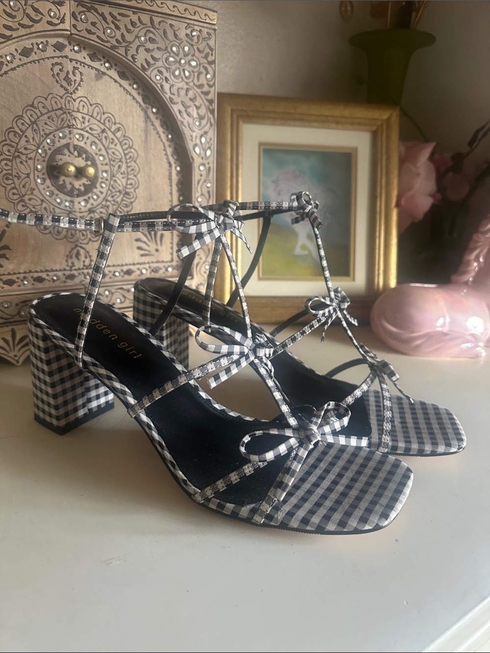 Madden Girl Gingham Bow Sandals
